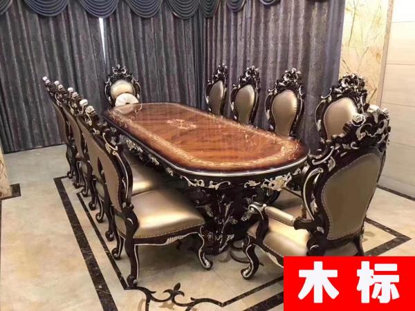 歐式餐廳歐式實木餐桌椅櫸木家用餐桌JFL006